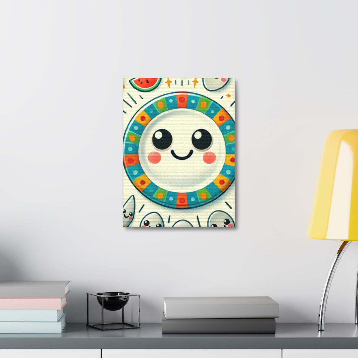Happy Little Kitchen Club Kawaii Food Canvas Kitchen Wall Art Decor Gift