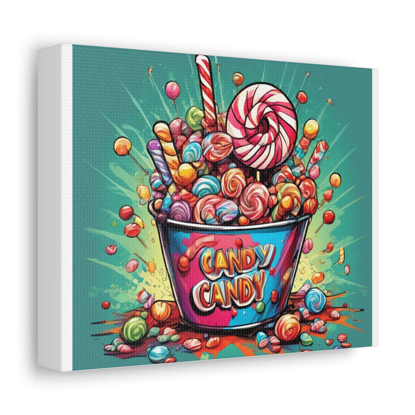 Holiday Candy Bucket Sweets Gift Art Canvas
