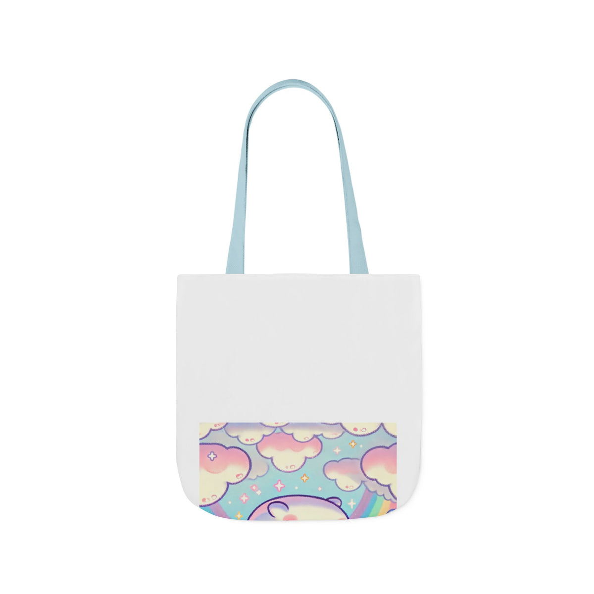 Kawaii Rainbow Whale Pastel Cloud Canvas Tote Bag