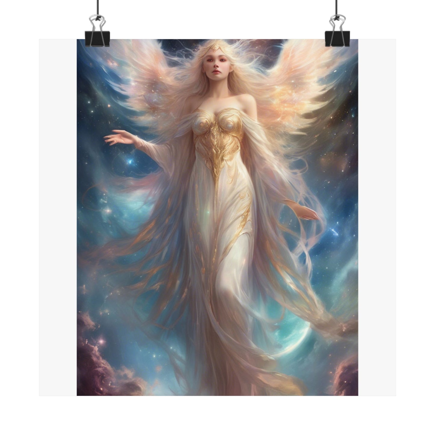 Celestial Winged Heroine Fantasy Portrait Poster