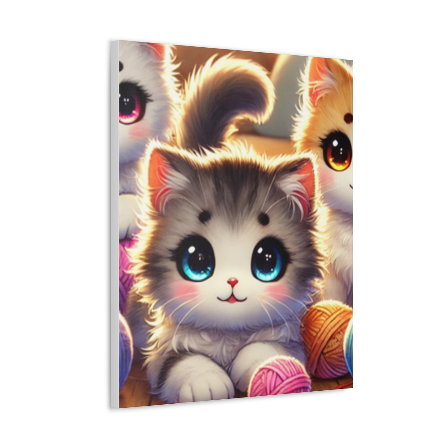 Cozy Yarn Kittens Cute Cat Canvas Knitting Room Wall Art Gift