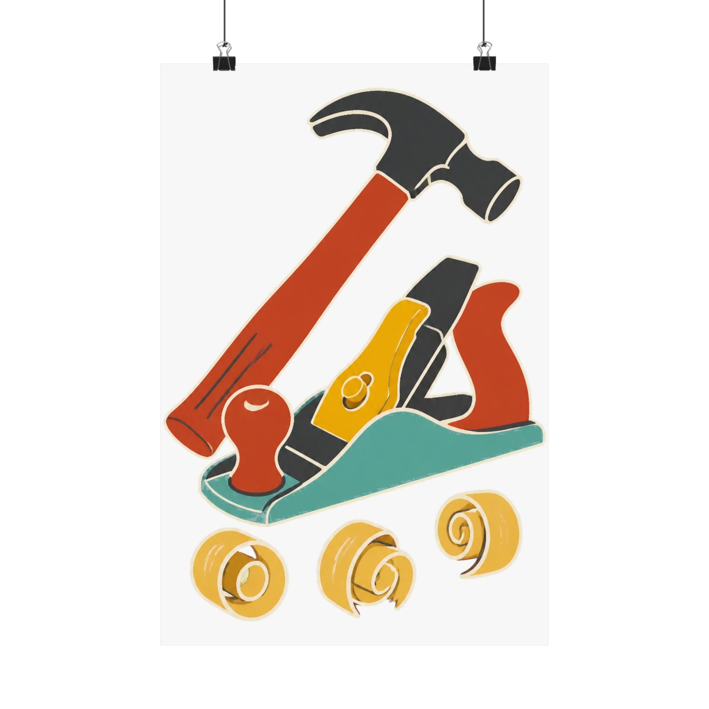 Carpenter Hammer Hand Plane Woodworking Art Poster