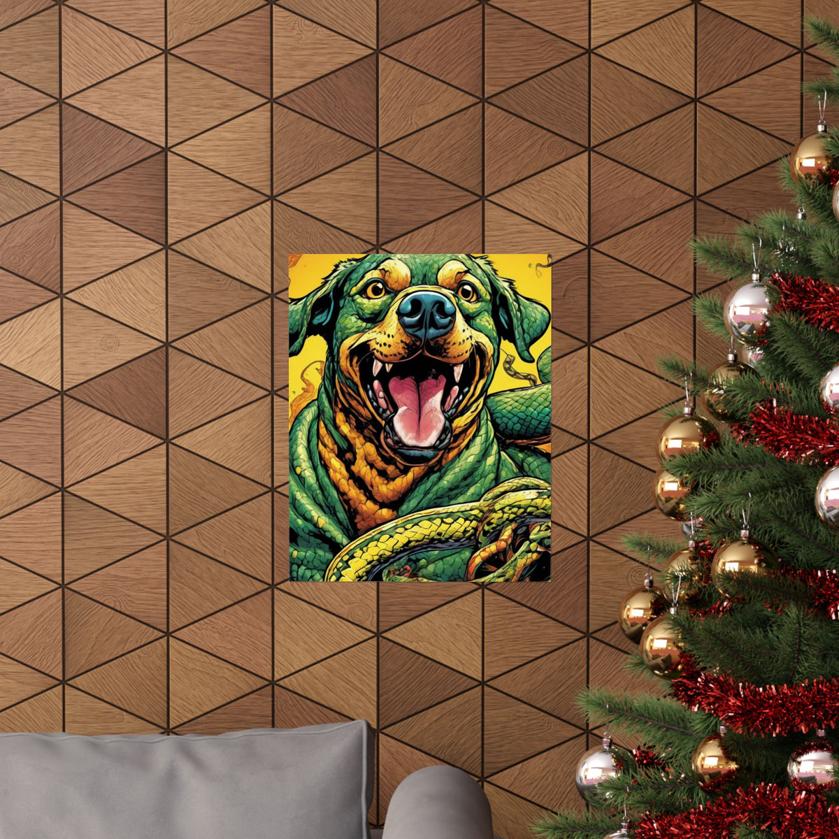 Surreal Serpent Hound Dark Fantasy Wall Art Poster