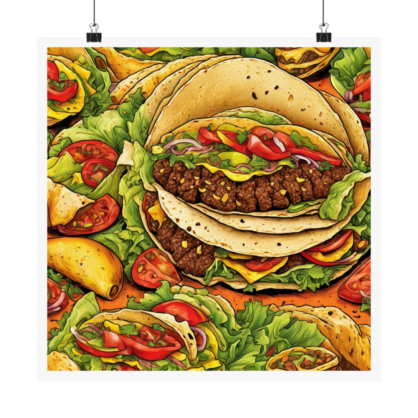 Stacked Taco Fiesta Foodie Gift Art Poster