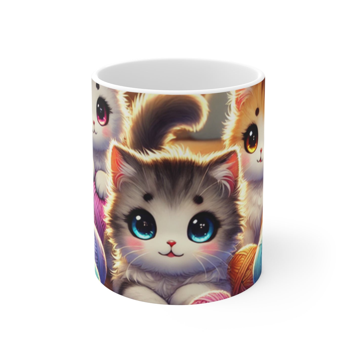 Cozy Yarn Kittens Cute Cat Lover Coffee Mug Knitting Gift