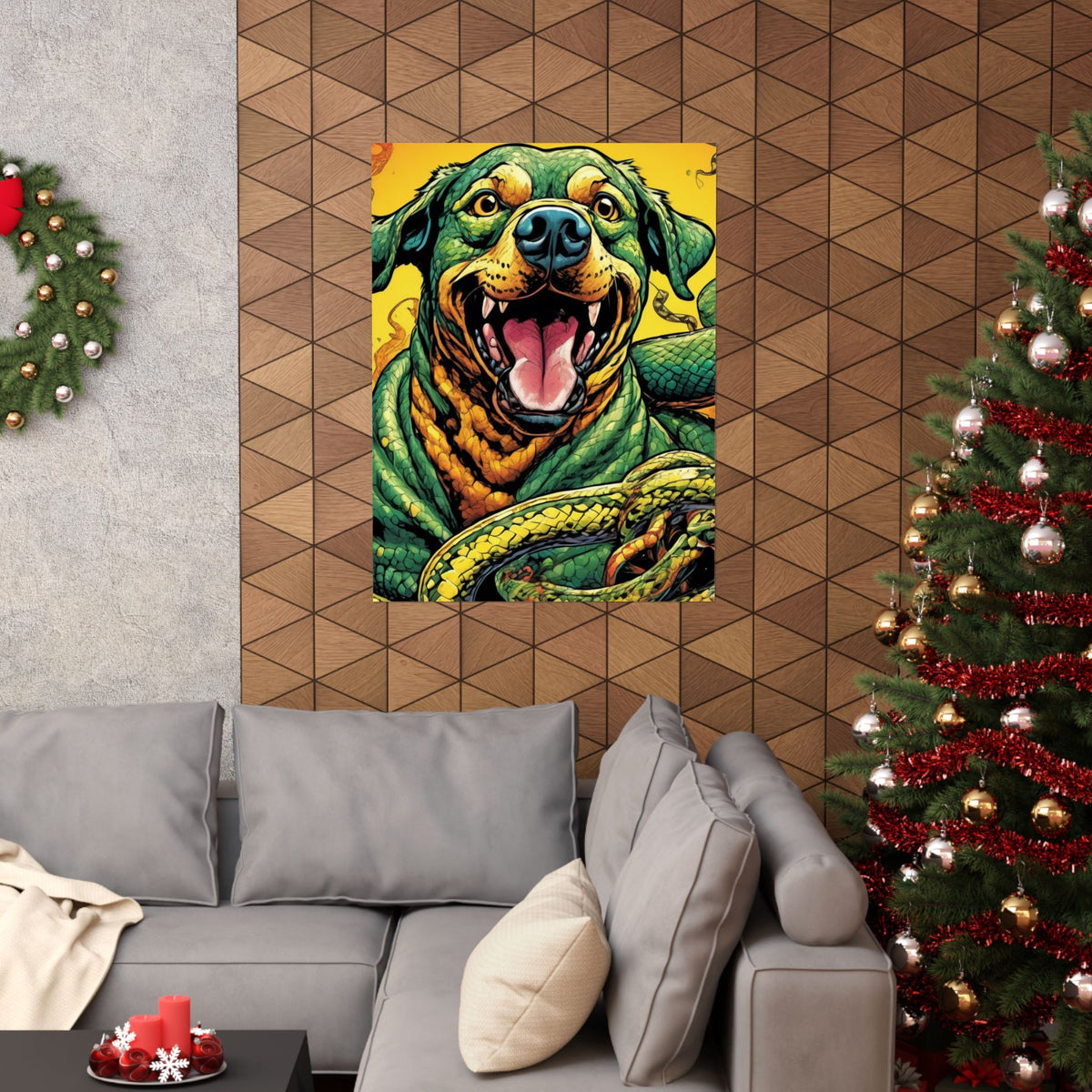 Surreal Serpent Hound Dark Fantasy Wall Art Poster