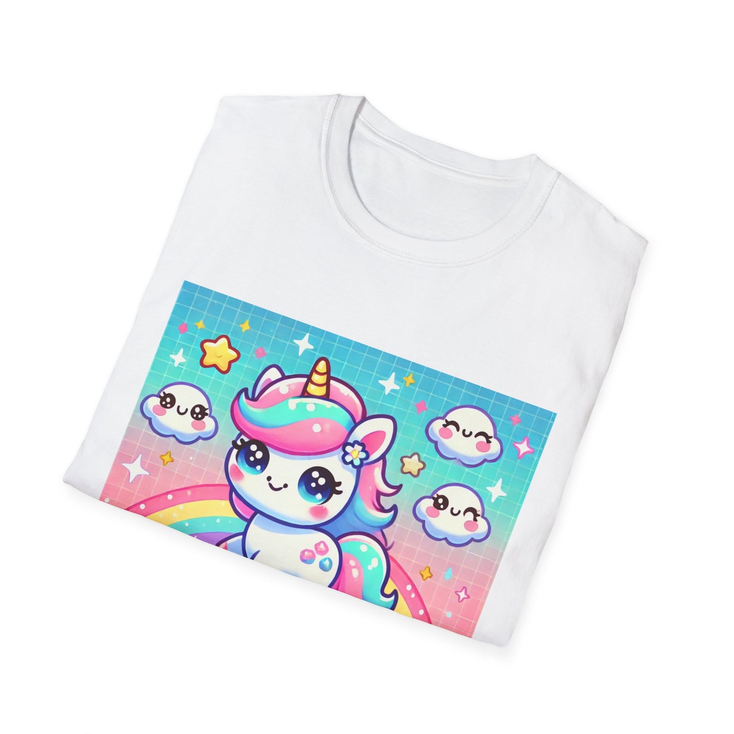Kawaii Anime Unicorn Unisex Softstyle T-Shirt - Cute & Stylish Tee for Anime Lovers - Comfortable Casual Wear for All Genders