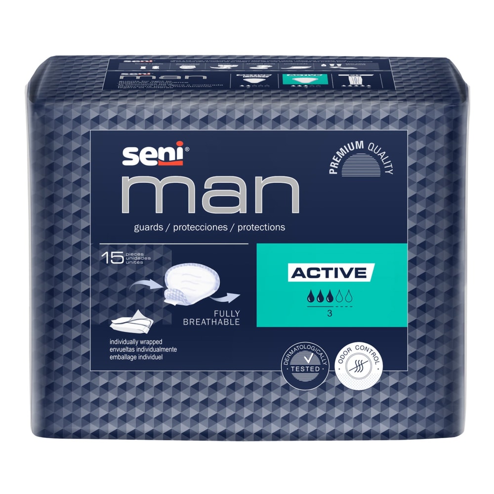 Seni Man Active Bladder Control Pad Moderate Absorbency 8-9/10 X 10-3/5 Inch