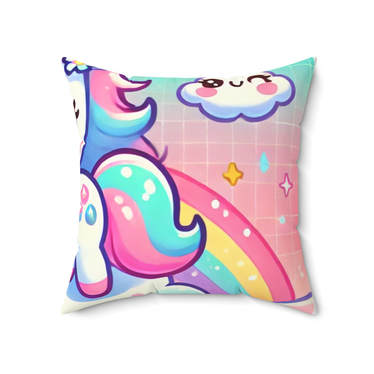Pastel Rainbow Unicorn Cloud Kawaii Decorative Pillow