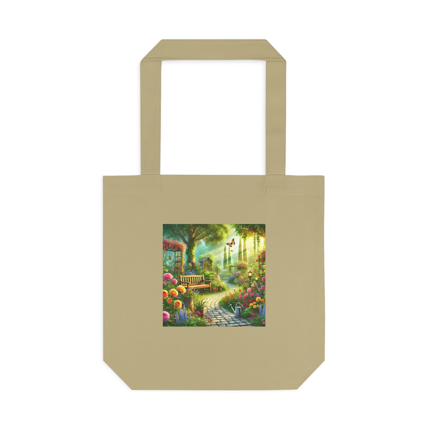 Sunlit Spring Flower Garden Bench Tote Bag