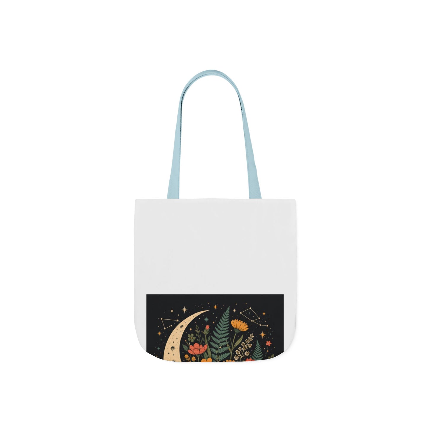 Celestial Wildflower Crescent Moon Botanical Tote Bag