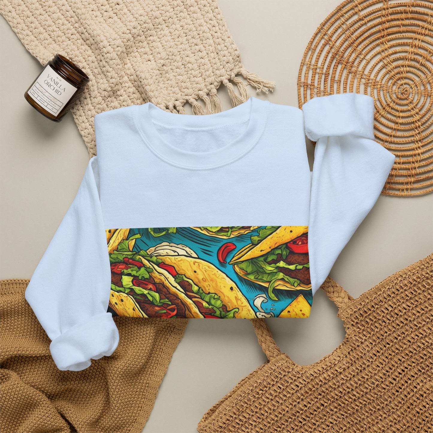 Taco Party Pattern Foodie Gift Art Sweatshirt