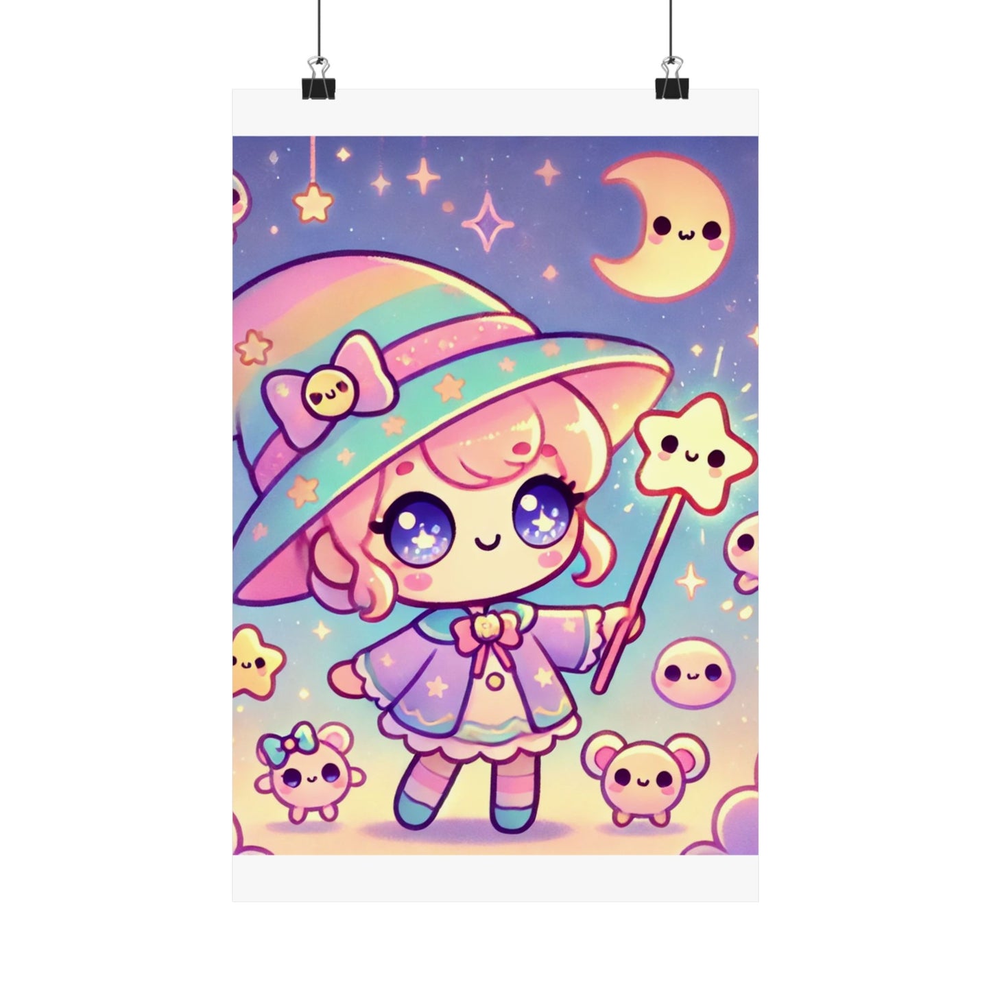 Kawaii Moon Wand Pastel Fantasy Wall Art Poster