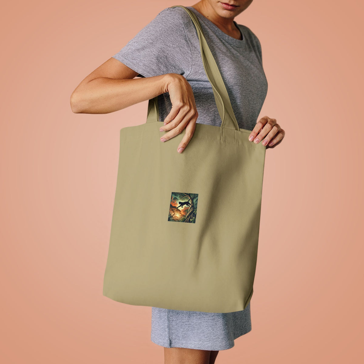 Enchanted Black Cat Forest Tote Bag Fantasy Cat Lover Gift