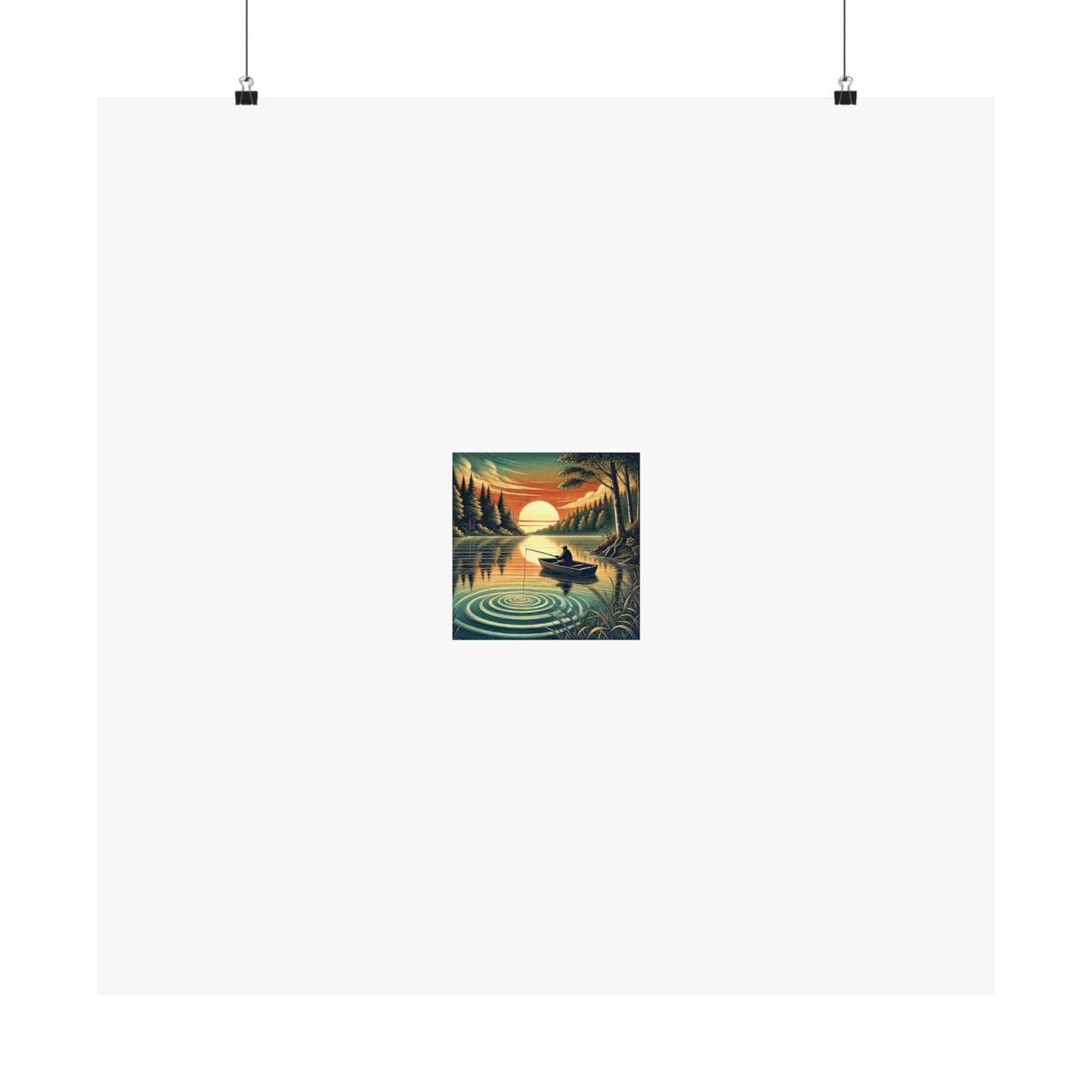 Sunset Lake Fishing Retreat Poster Lake House Fishing Wall Art Gift