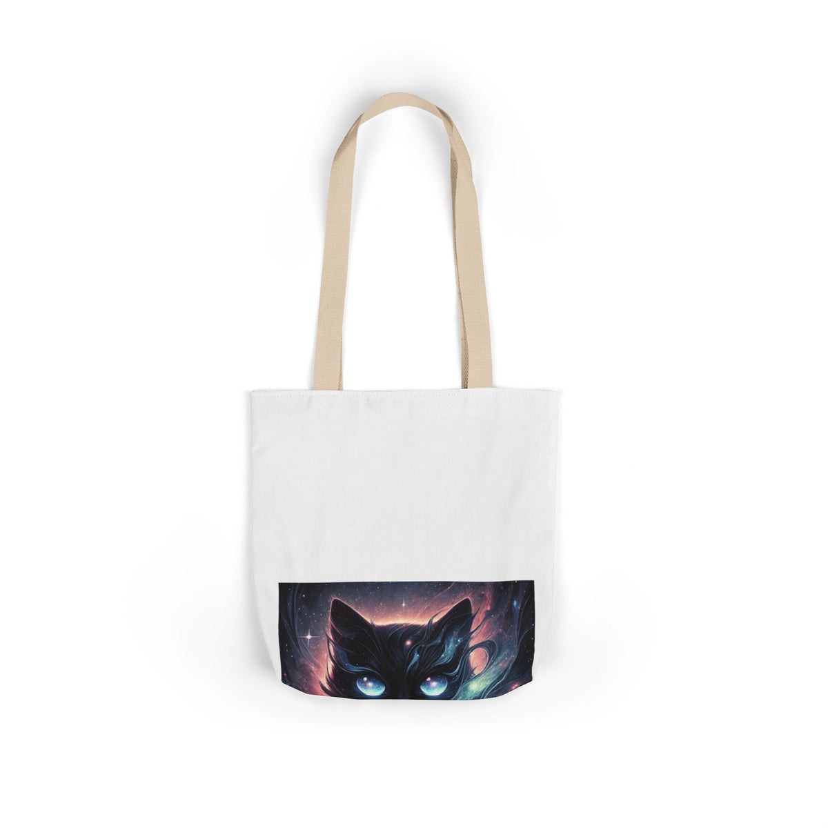 Cosmic Black Cat Galaxy Celestial Canvas Tote Bag