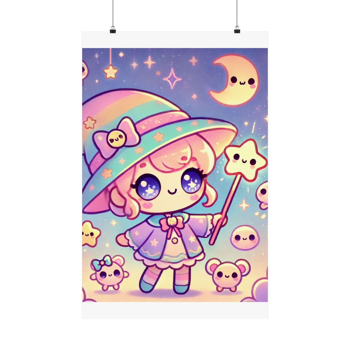 Kawaii Moon Wand Pastel Fantasy Wall Art Poster