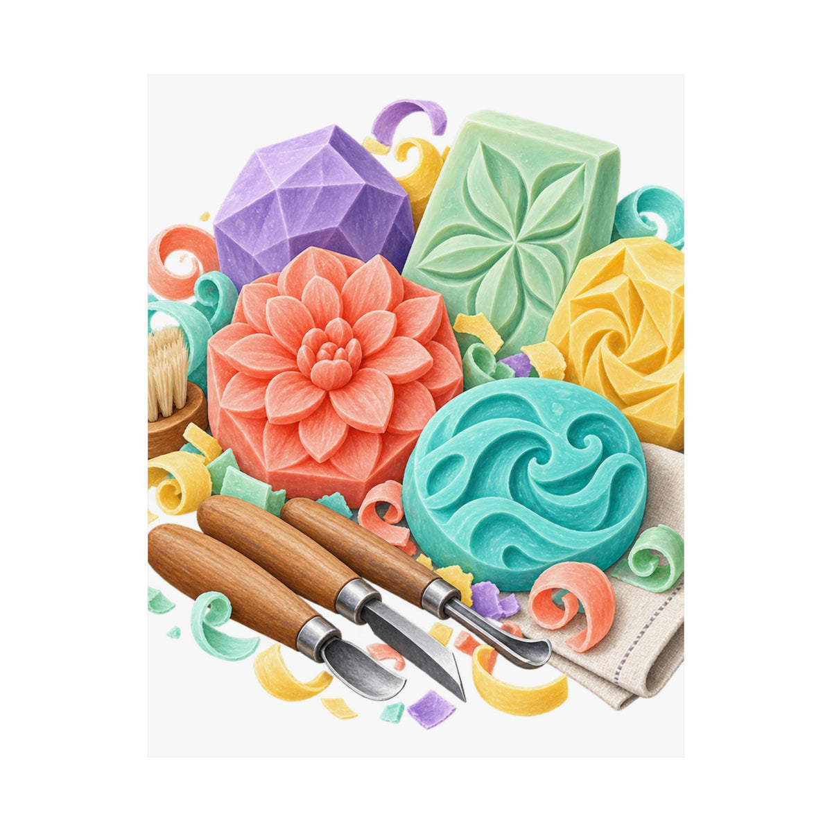 Colorful Soap Carving Workshop Poster