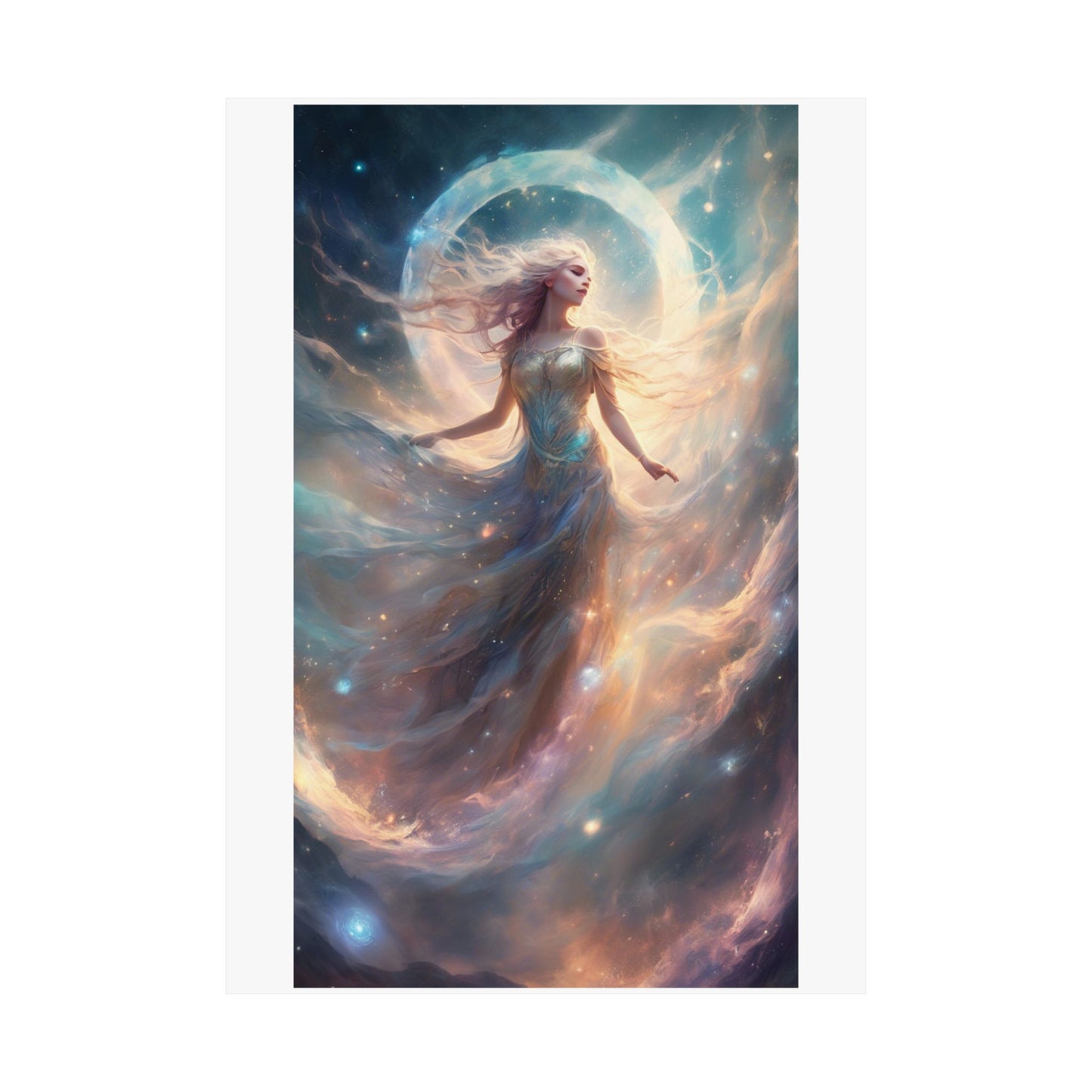 Moonlit Celestial Dancer Fantasy Portrait Poster