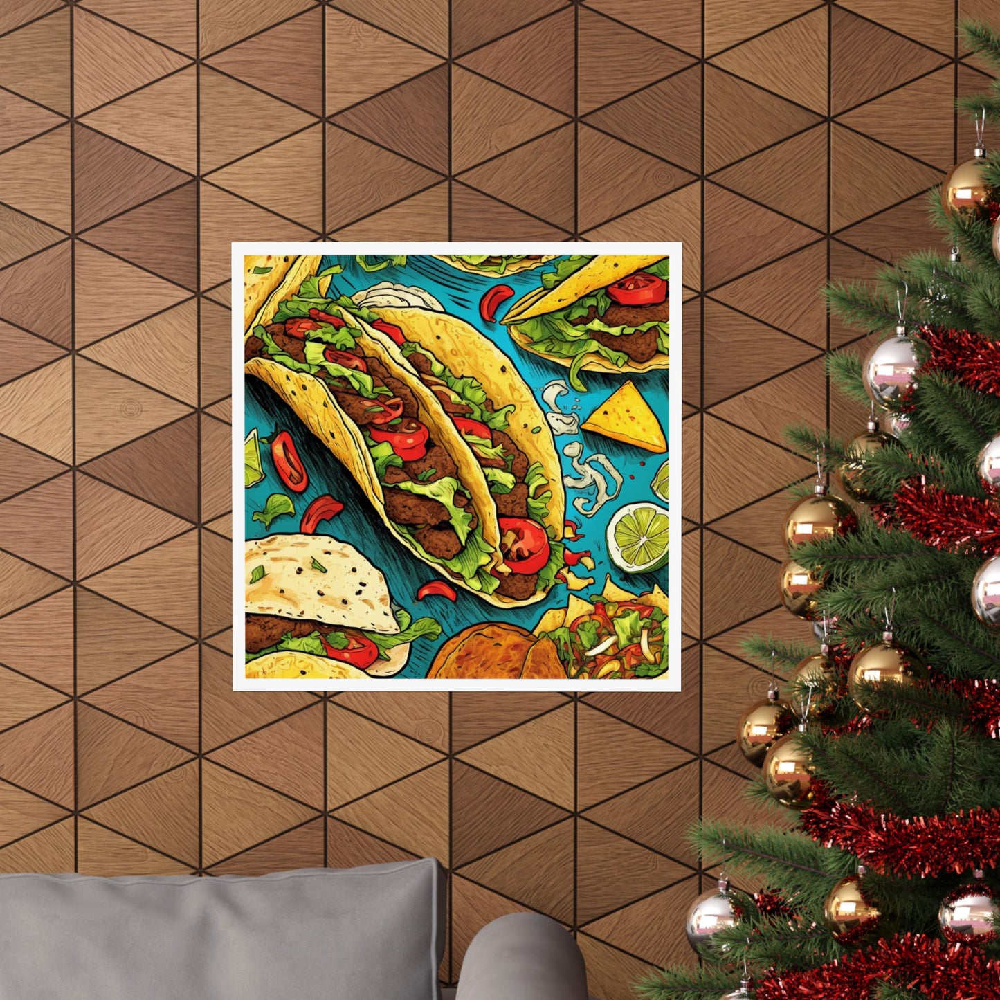 Taco Party Pattern Foodie Gift Art Poster