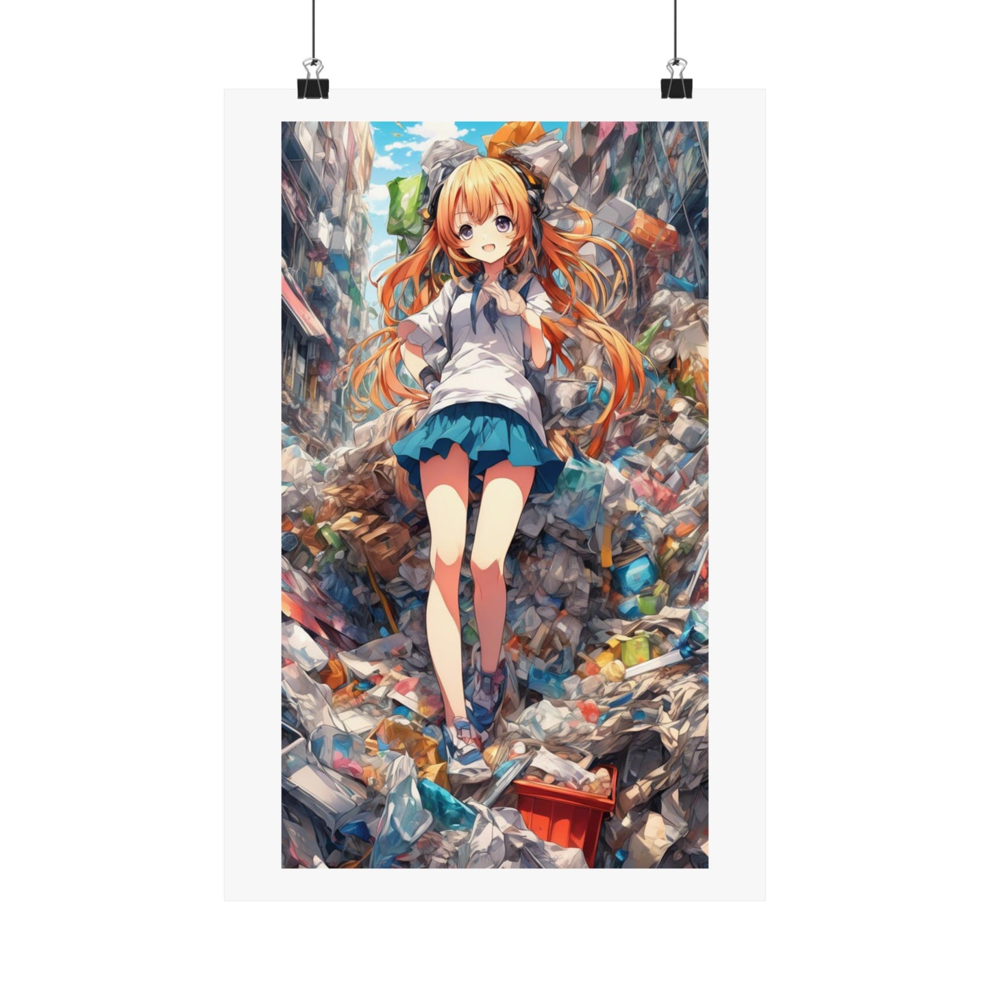 Recycling Rescue Anime Heroine Eco Street Art Poster