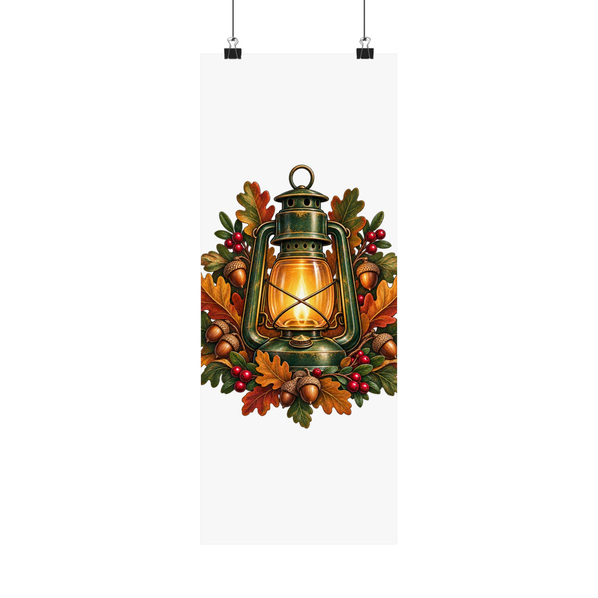 Autumn Oak Lantern and Acorns Poster