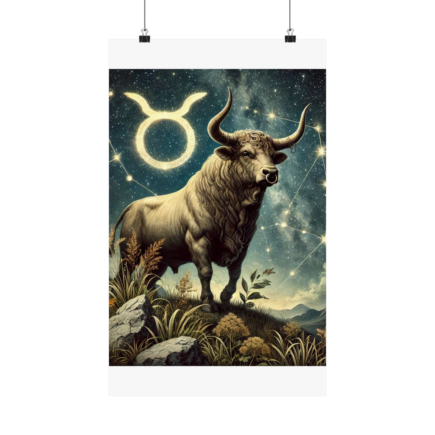 Taurus Bull Constellation Celestial Wall Art Poster