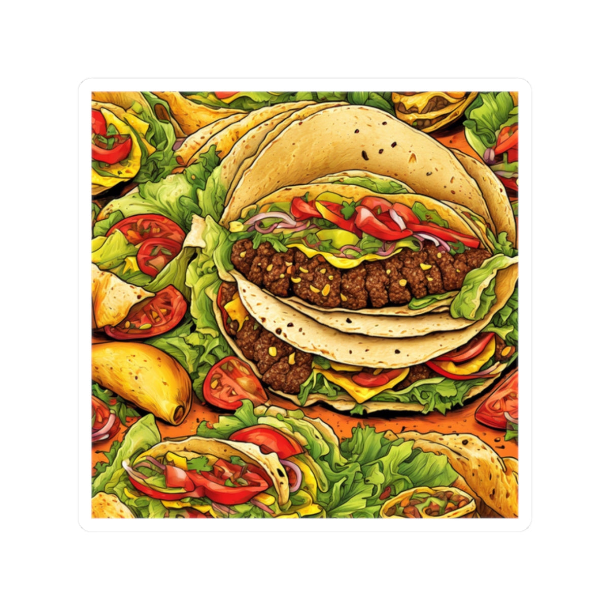 Stacked Taco Fiesta Foodie Gift Art Sticker
