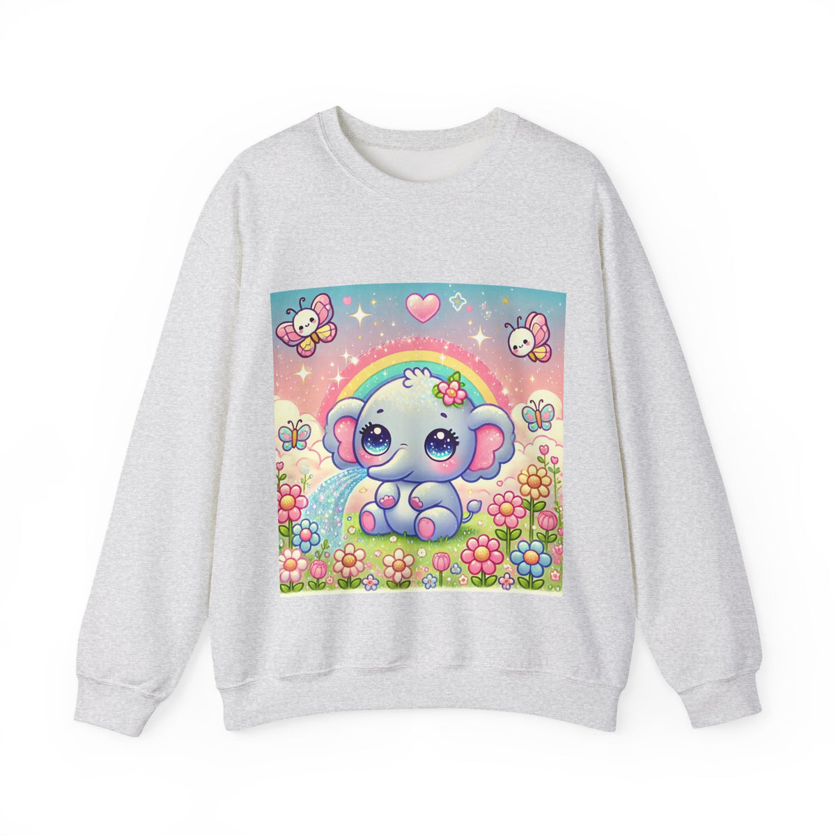 Pastel Rainbow Baby Elephant Floral Sweatshirt