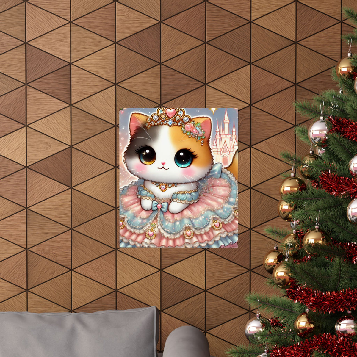 Pastel Princess Calico Cat Fantasy Wall Art Poster
