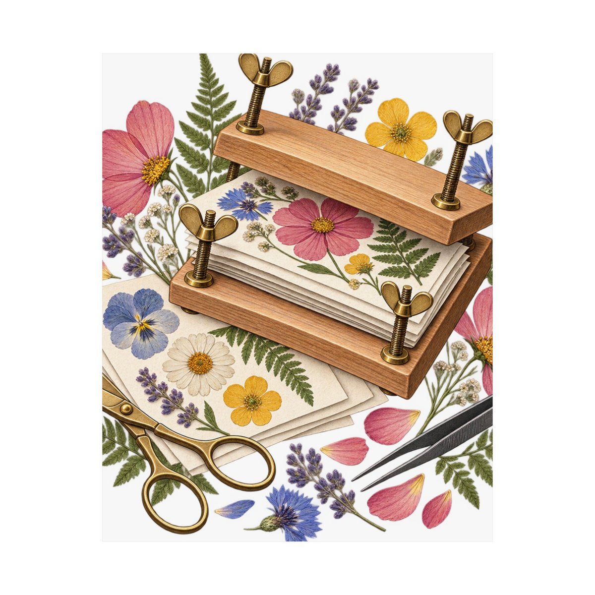 Botanical Flower Press Workshop Poster