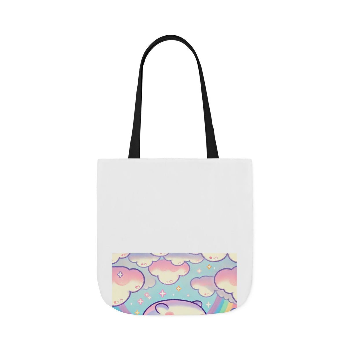 Kawaii Rainbow Whale Pastel Cloud Canvas Tote Bag