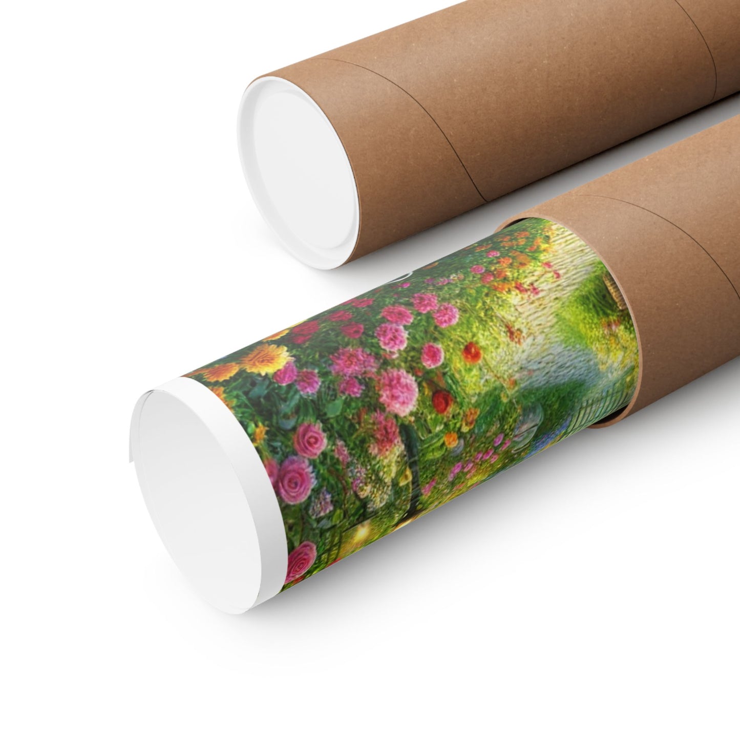 Sunlit Spring Flower Garden Bench Poster