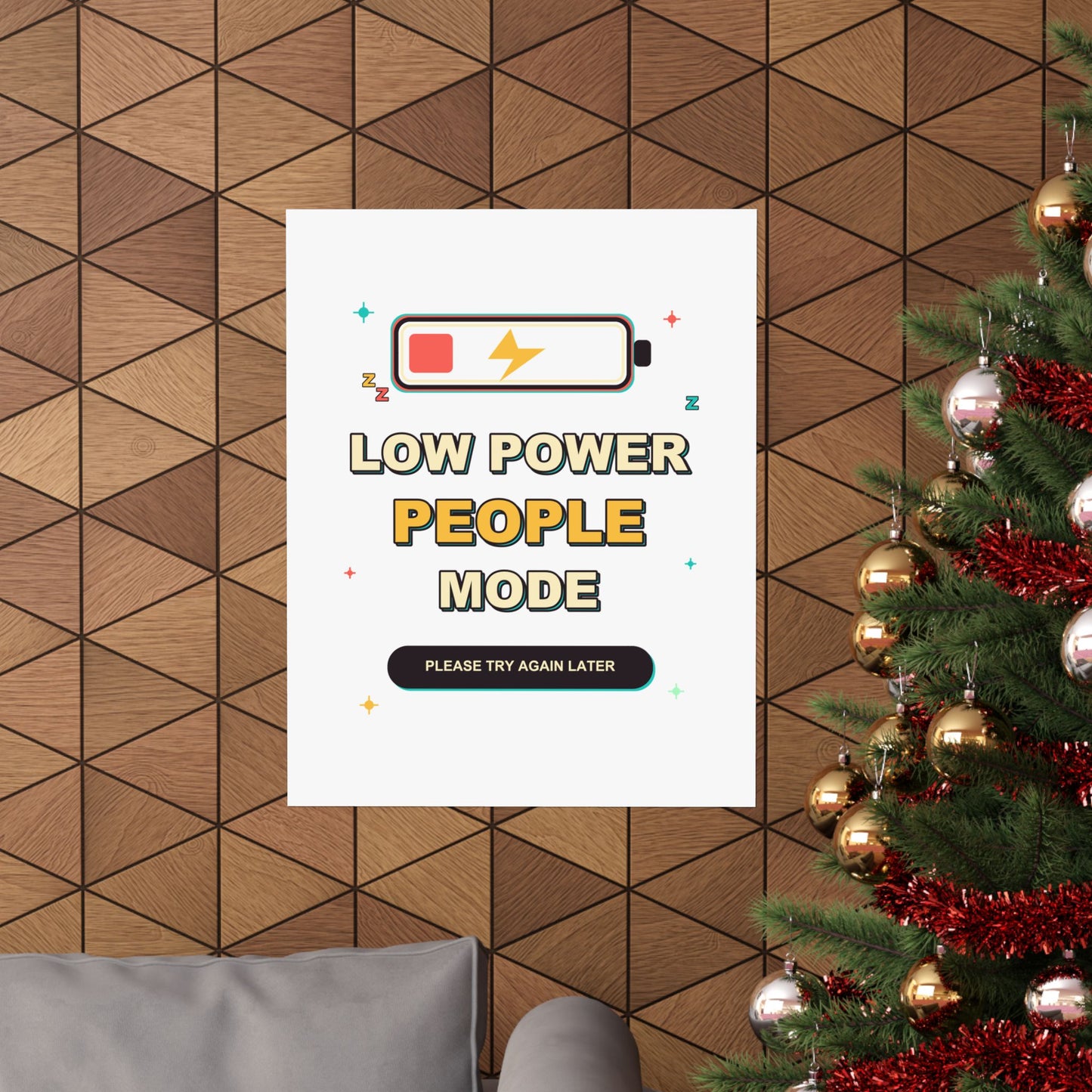 Low Power People Mode Funny Introvert Social Battery Poster