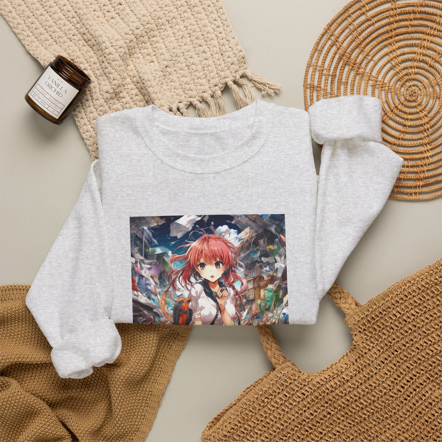 Recycling Day Anime Schoolgirl Eco Street Art Sweatshirt