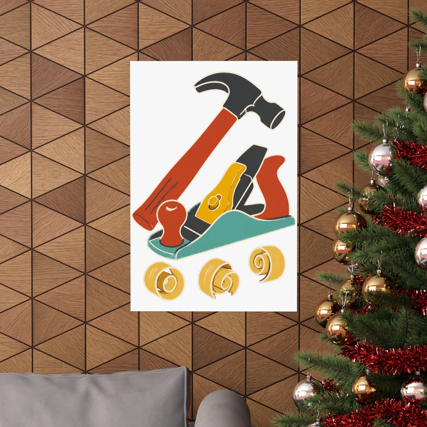Carpenter Hammer Hand Plane Woodworking Art Poster