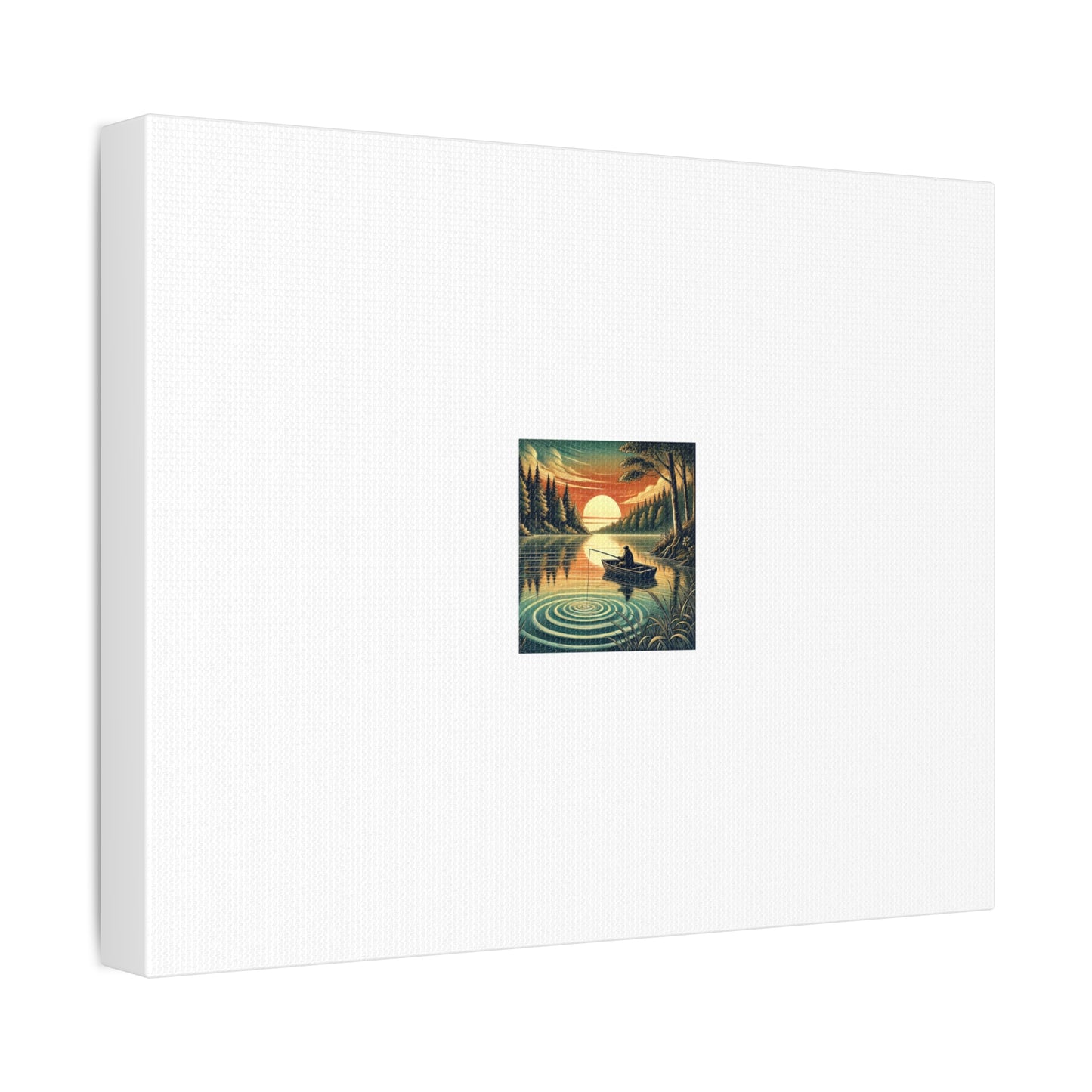 Sunset Lake Fishing Retreat Canvas Lake House Fishing Wall Art Gift