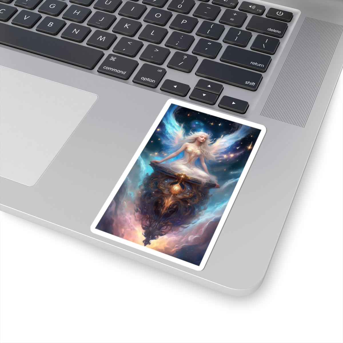 Celestial Winged Meditation Fantasy Portrait Sticker