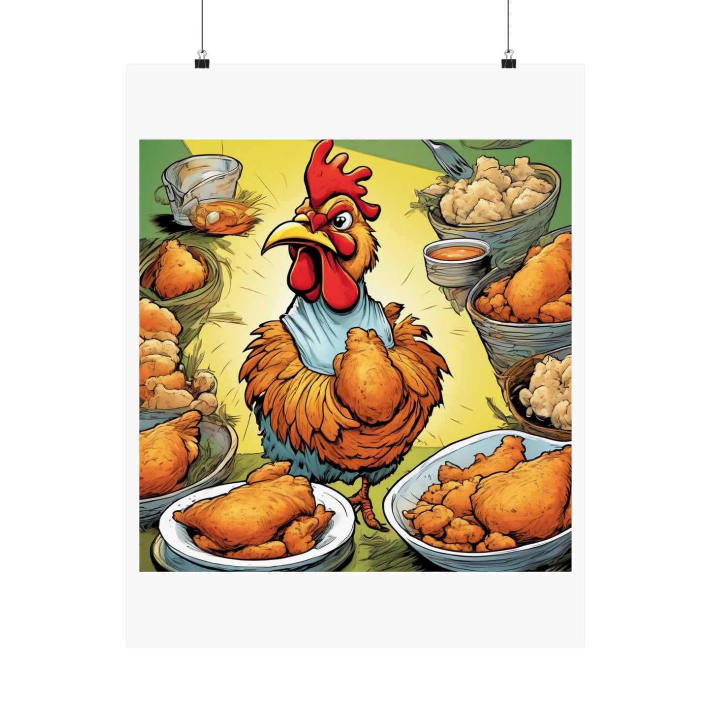 Funny Chicken Fried Food Comfort Food Art Poster