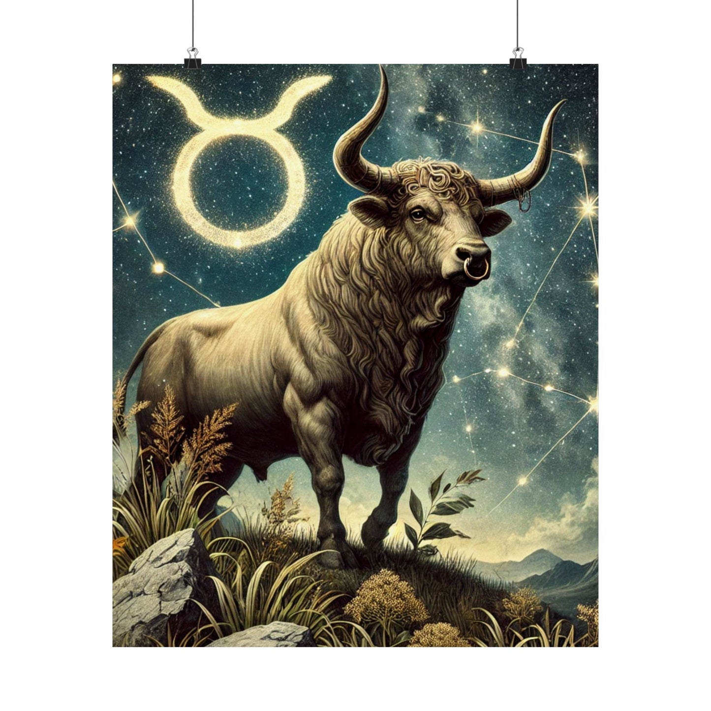 Taurus Bull Constellation Celestial Wall Art Poster