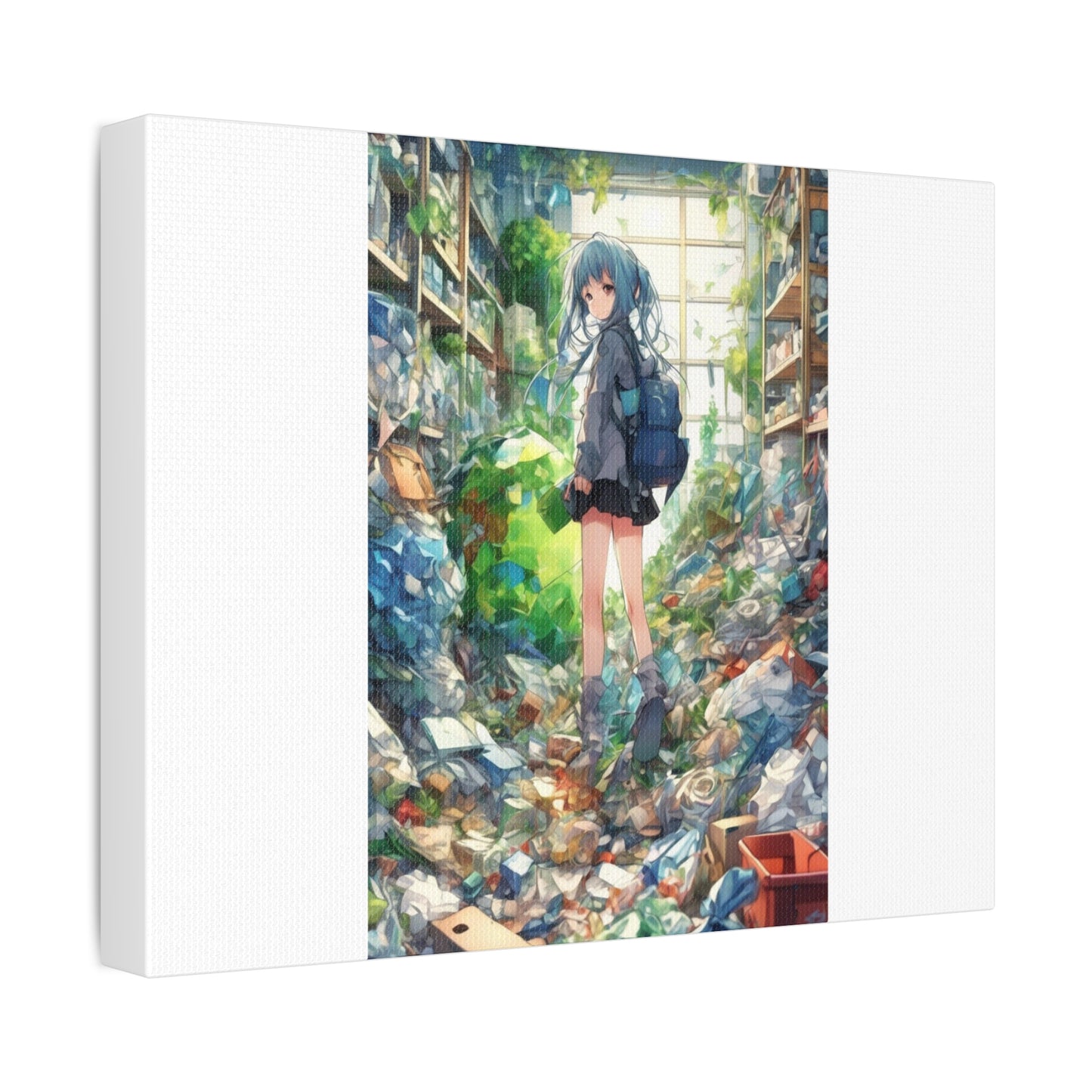 Green Recycling Alley Anime Girl Recycling Alley Canvas