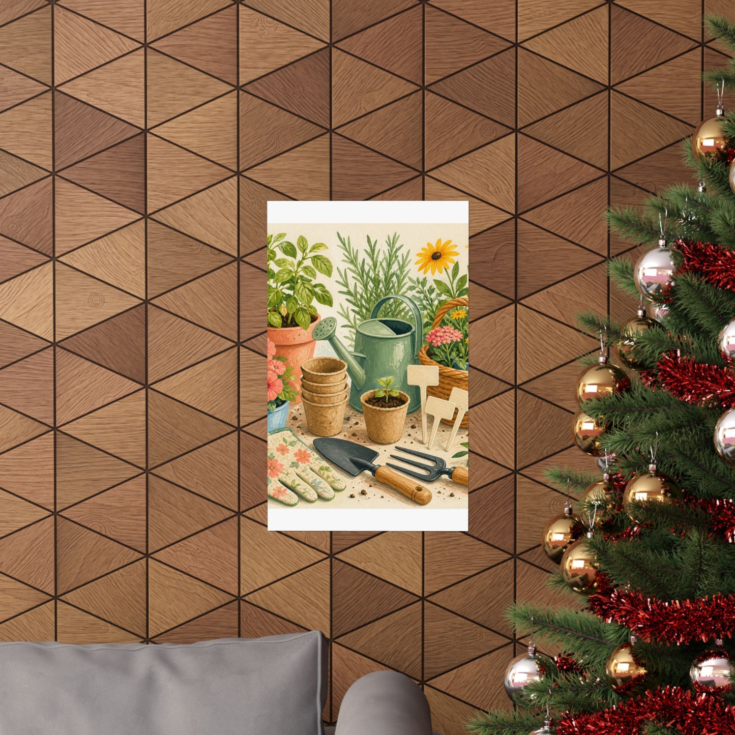 Colorful Gardening Tools and Flowers Hobby Poster