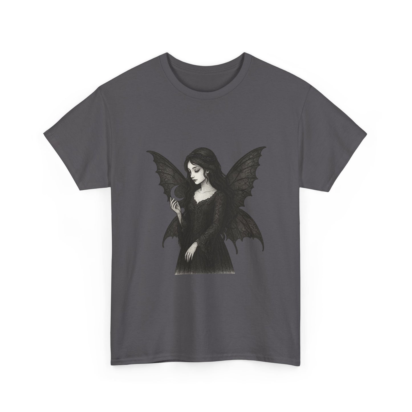 Gothic Fairy Tee, Unisex Cotton T-Shirt with Bat Wings, Forest Aesthetic Shirt, Perfect for Halloween, Casual Wear, Emo Witch