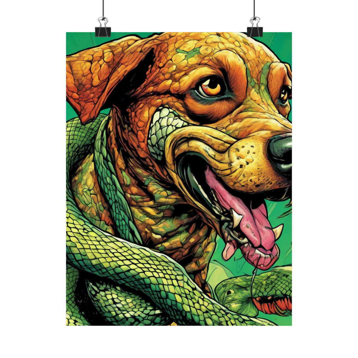 Serpent Guardian Dog Bold Fantasy Creature Art Poster