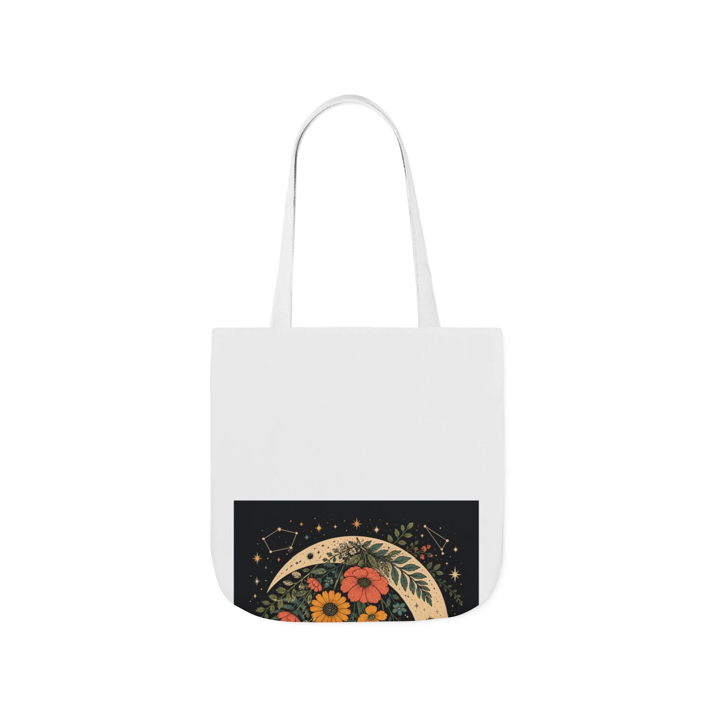 Celestial Wildflower Crescent Moon Botanical Tote Bag