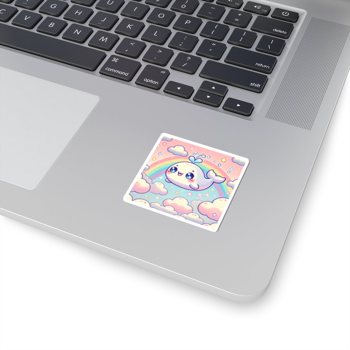 Kawaii Rainbow Whale Pastel Cloud Sticker