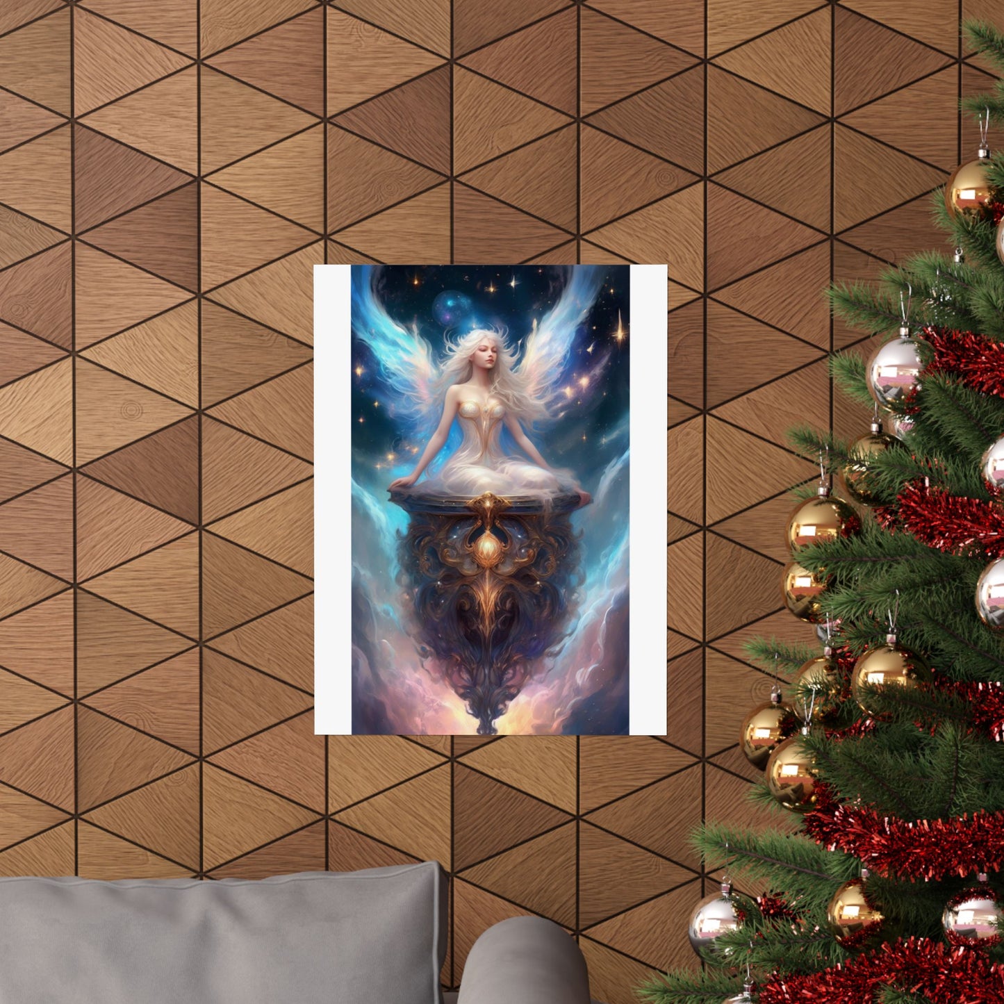 Celestial Winged Meditation Fantasy Portrait Poster