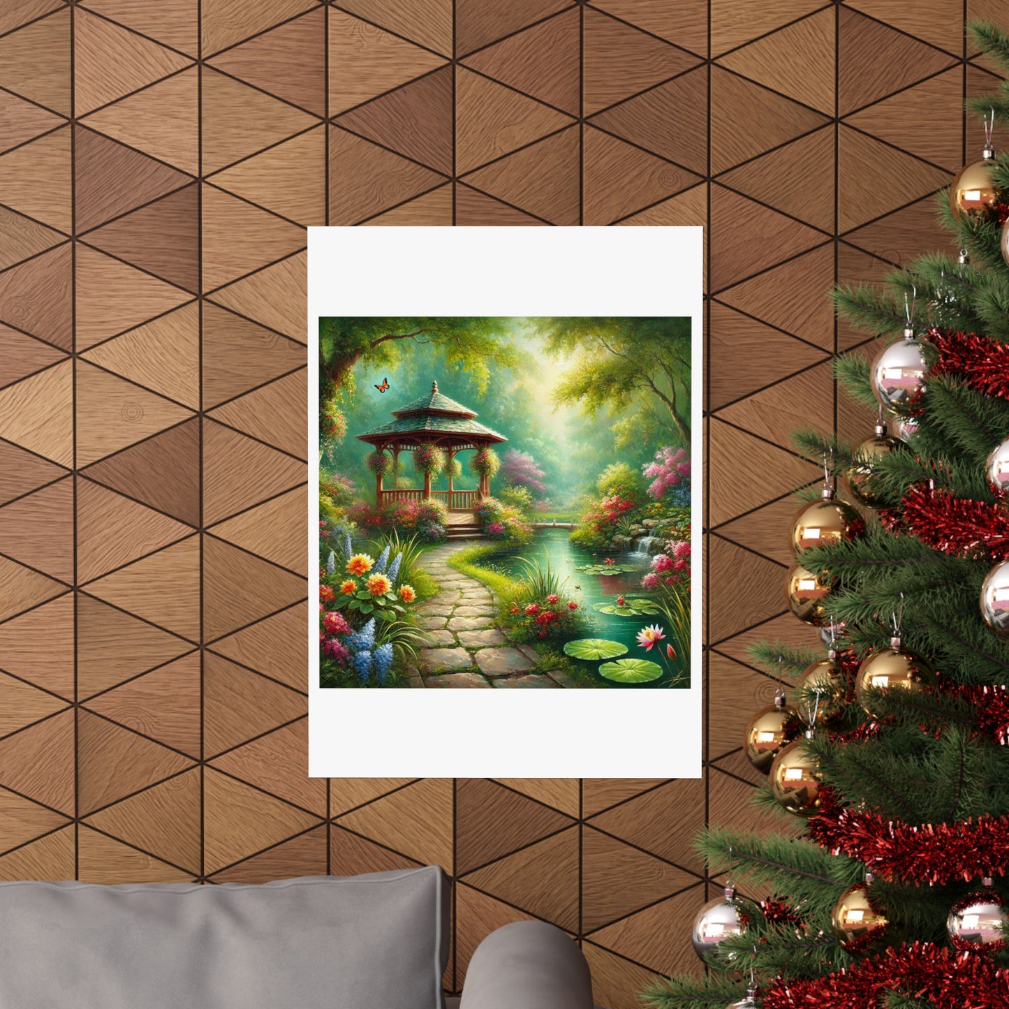 Spring Garden Gazebo Floral Landscape Poster