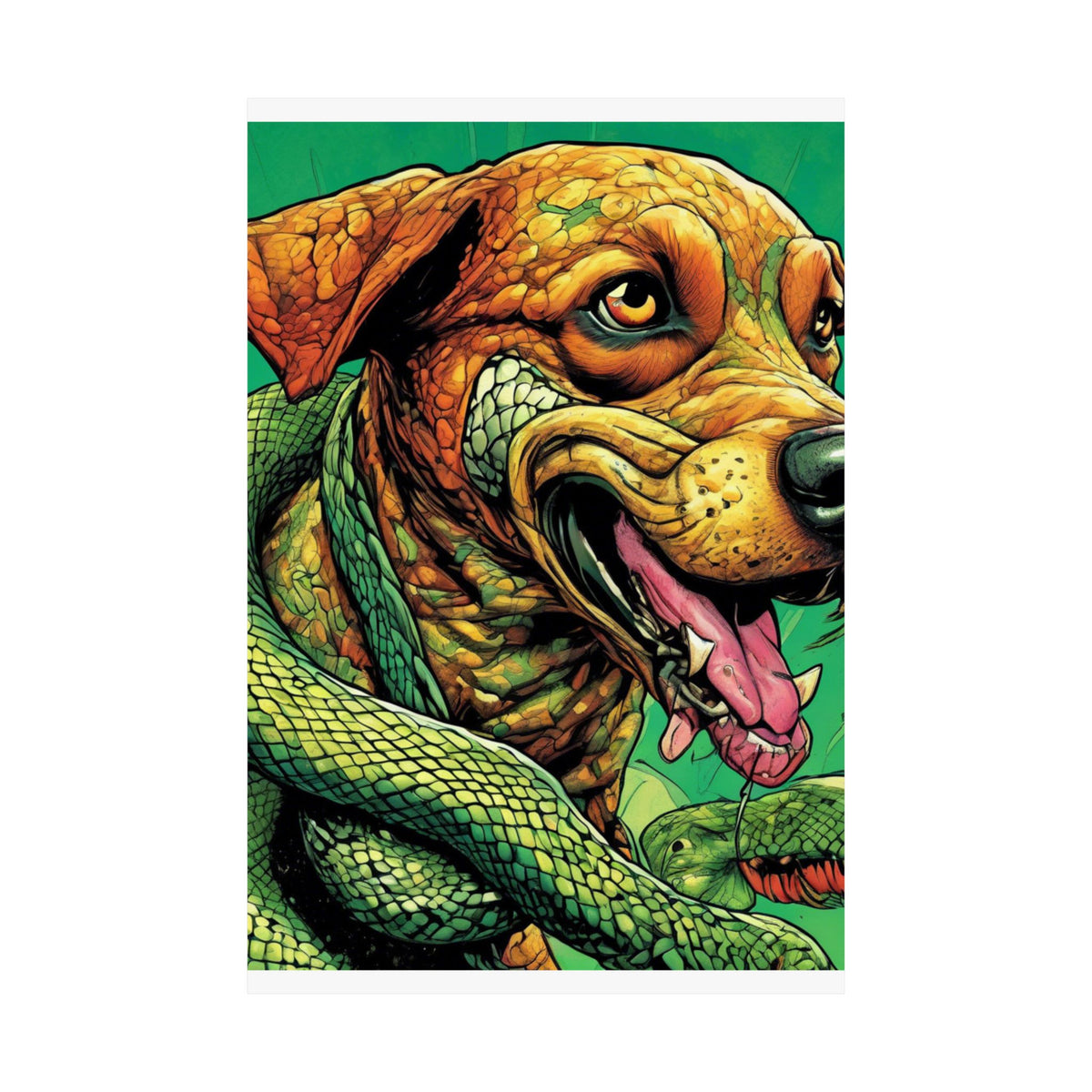 Serpent Guardian Dog Bold Fantasy Creature Art Poster