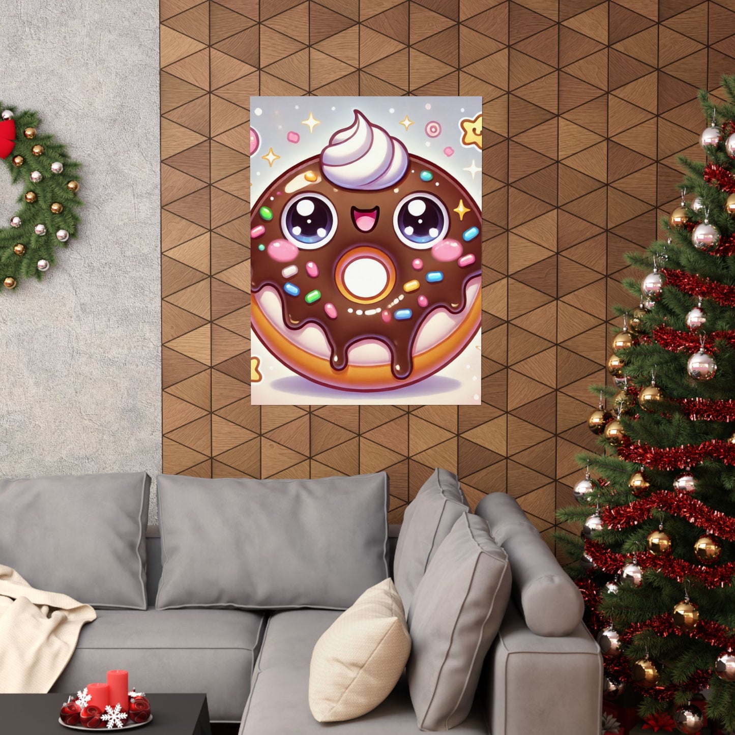 Kawaii Chocolate Donut Cute Dessert Art Poster